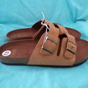 Cliffs Slides Sandals Men’s Size 13 White Mountain Brown Double Buckle Hank NEW